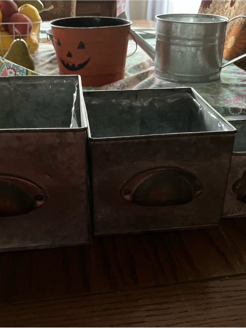 Galvanized Metal Storage Cube Set - Industrial Rustic Finish